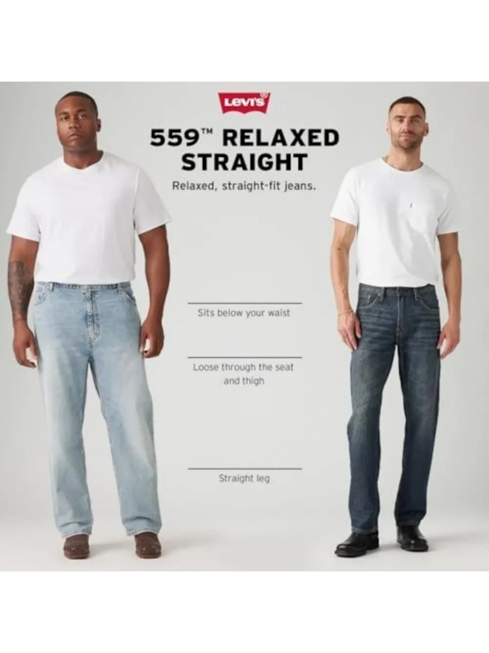 Men's Relaxed Straight Fit Jeans - Comfortable Denim Pants for Everyday Wear